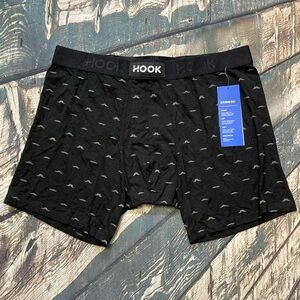 🏇 HOOK Black Boxer Briefs with Gray Mustache Pattern